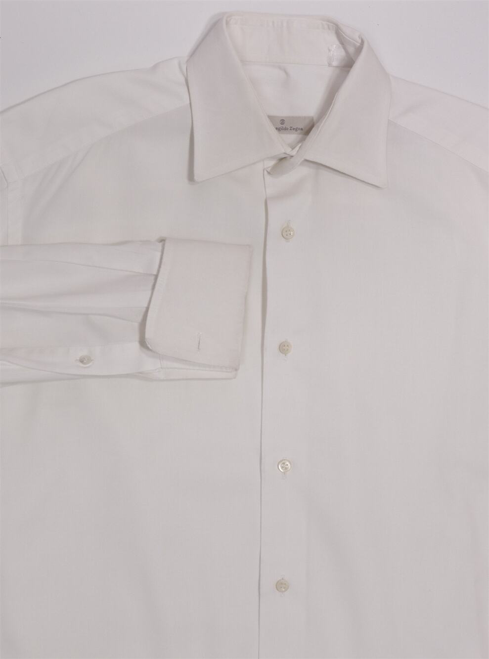Ermenegildo Zegna Solid White Cotton Dress Shirt (39) 15.5-34